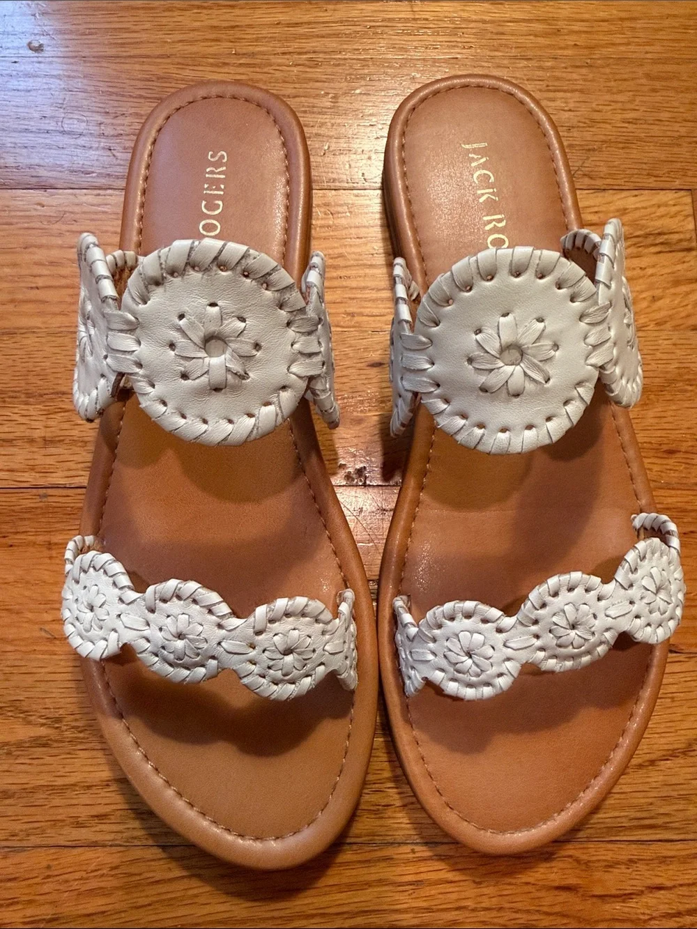 Jack Rogers Lauren II Sandals, white, size 8.5.